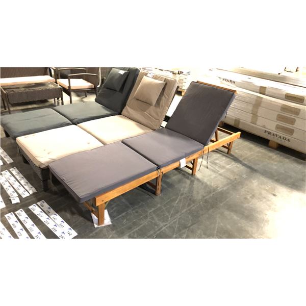 WOOD GRAIN PATIOFLARE 6 CM THICK CUSHION ACACIA WOOD FOLDABLE LOUNGER *IN BOX*