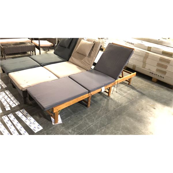 WOOD GRAIN PATIOFLARE 6 CM THICK CUSHION ACACIA WOOD FOLDABLE LOUNGER *IN BOX*