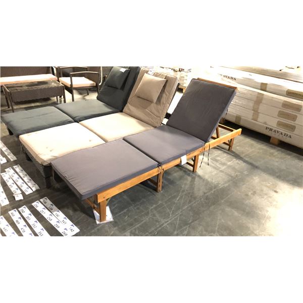 WOOD GRAIN PATIOFLARE 6 CM THICK CUSHION ACACIA WOOD FOLDABLE LOUNGER *IN BOX*