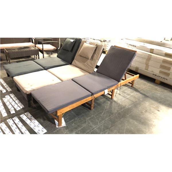 WOOD GRAIN PATIOFLARE 6 CM THICK CUSHION ACACIA WOOD FOLDABLE LOUNGER *IN BOX*