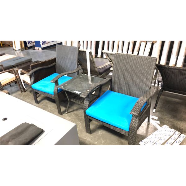 BLACK/BLUE PATIOFLARE WHYLIE 3PCS CHAT SET *IN BOX*