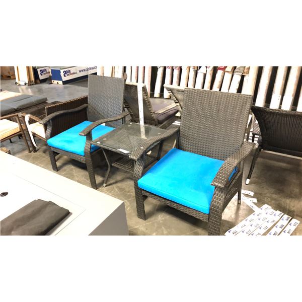 BLACK/BLUE PATIOFLARE WHYLIE 3PCS CHAT SET *IN BOX*