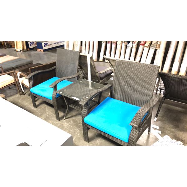 BLACK/BLUE PATIOFLARE WHYLIE 3PCS CHAT SET *IN BOX*