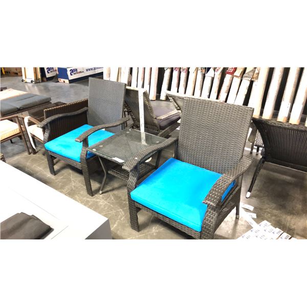 BLACK/BLUE PATIOFLARE WHYLIE 3PCS CHAT SET *IN BOX*