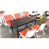 Image 1 : 4 LUNCHROOM TABLES AND 7 HAYWORTH ORANGE CHAIRS