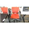 Image 2 : 4 LUNCHROOM TABLES AND 7 HAYWORTH ORANGE CHAIRS