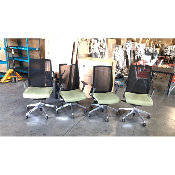 4 GREEN HAYWORTH OFFICE CHAIRS