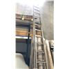 Image 1 : APPROX 32' FT ALUMINUM EXTENSION LADDER AND 6' FIBERGLASS RAIL STEP LADDER