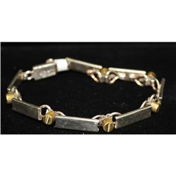 Hand Made Taxco Sterling Silver 7 Panel Bracelet