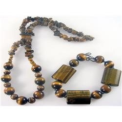 Genuine Tigers Eye Quartz Necklace & Bracelet Set