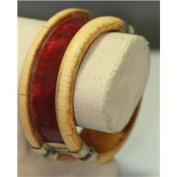 Antique Ivory & .900 Silver Bangle Bracelet