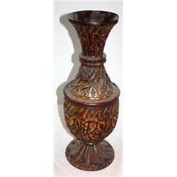 22 Tall Wood Carved Vase"