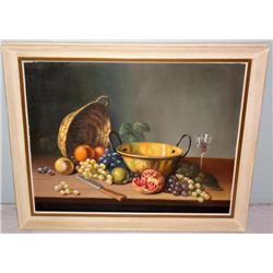 Framed Oil on Canvas of Fruit