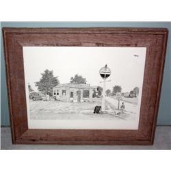 Framed Art of Old Gas Station