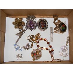 Box of Misc. Vintage Jewelry Pieces