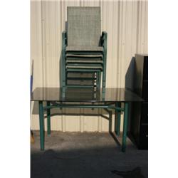 Out Door Glass Top Table With 4 Chairs