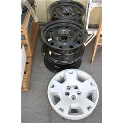 4 5 Lug Steel Rims W/Plastic Caps