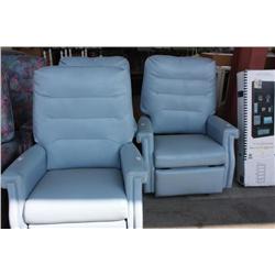 3 Blue Institution Vinyl Recliner Chair
