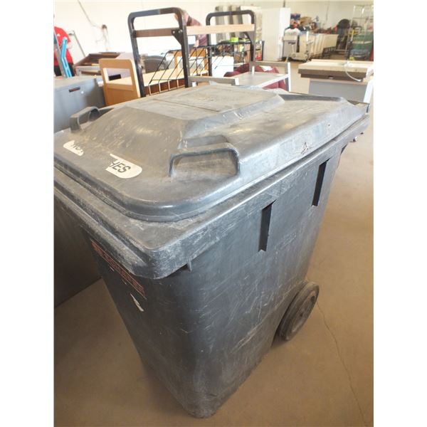 Black Garbage Can On Wheels