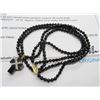 Image 1 : Black Onyx Double Strand Bead Necklace/Cross w/9 Single Cut Diamonds .10 CT -