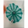 Image 1 : Contemporary Turquoise Art Glass Floral Style Table Art