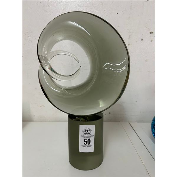 Contemporary Gray Art Glass Centerpiece