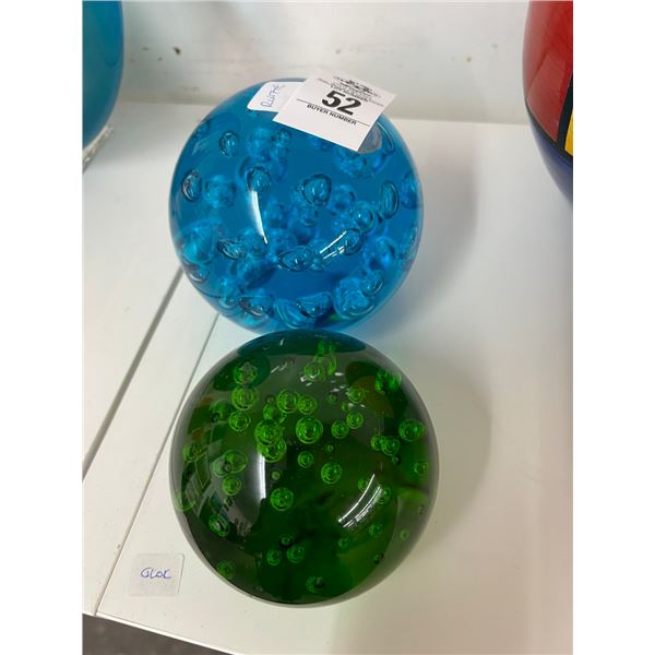 Green/Blue Art Glass Spheres - 2