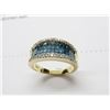 Image 2 : 14K YG Diamond Ring w/60 Square Cut Diamonds in Blue Color and 44 Round Cut Diamonds