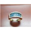 Image 3 : 14K YG Diamond Ring w/60 Square Cut Diamonds in Blue Color and 44 Round Cut Diamonds