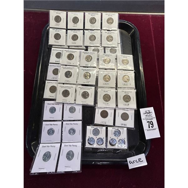 Buffalo/Jefferson Nickels 38, Steel War Pennies - 12