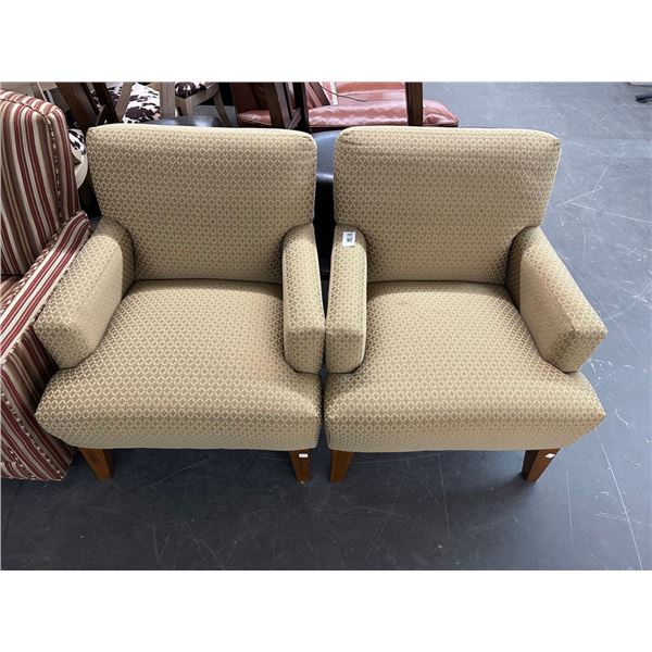 Contemporary Brown Cloth Archairs - Pair