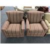 Image 1 : Brown Striped Swivel Armchairs - Pair