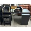 Image 1 : Mocha Desk w/Return and Basket Storage Cabinet w/Upper
