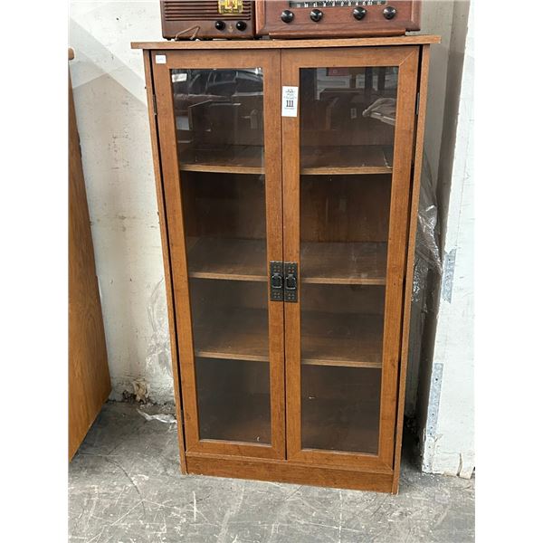 Mission Style Glass Door Wood Style Cabinet
