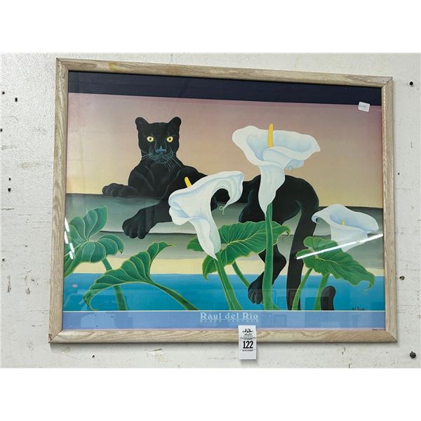Framed Colorful Wall Art Black Panther by Roul Del Rio - 24  X  24