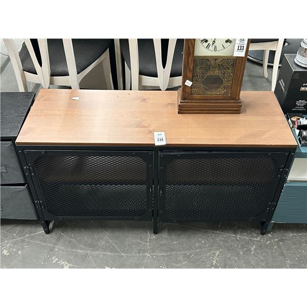 Mesh Metal Base Wood Top Cabinet