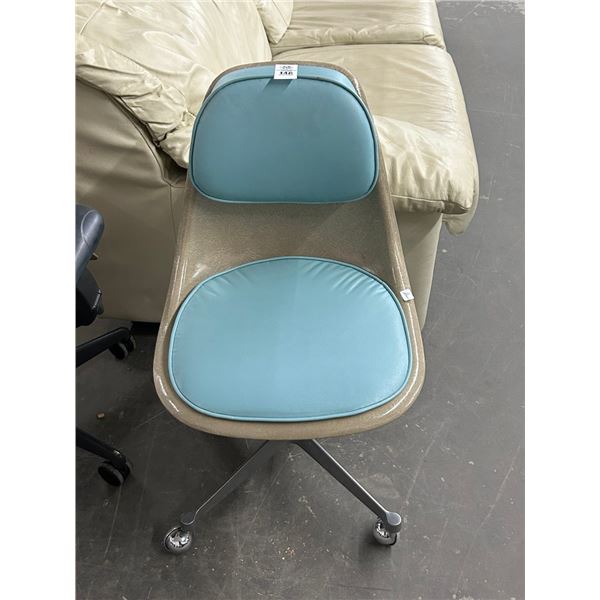 Vintage Plastic Blue Secretarial Chair