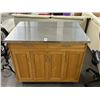 Image 1 : Oak w/SS Top Flip Up Bar Kitchen Island