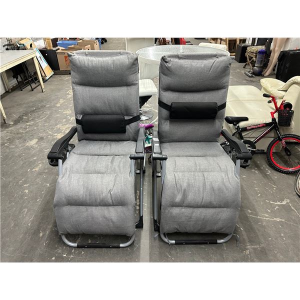 Gray Folding Patio Loungers - Pair