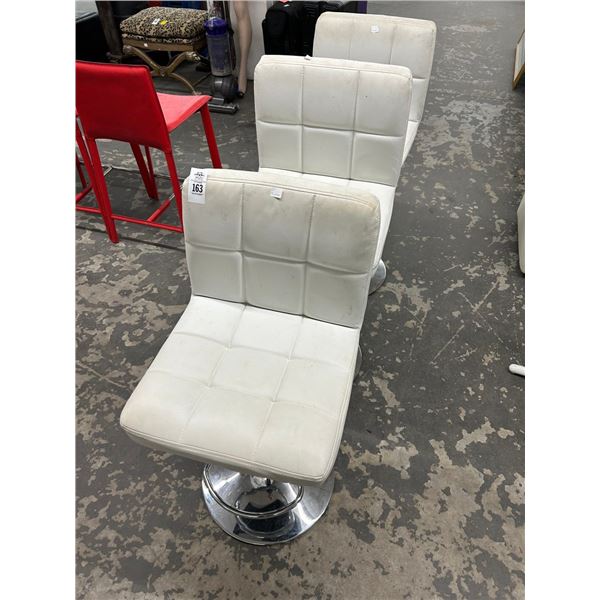 Contemporary White w/Chrome Base Adjustable Height Bar Stools - Set of 3