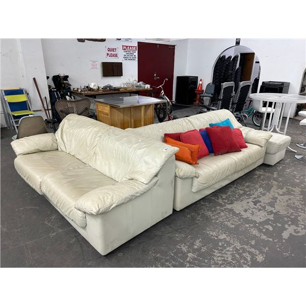 Leather Sofa's Pair w/2 Ottomans