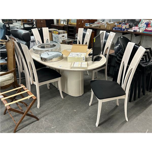 Italian Style Contemporary Pickled Oak Dining Table w/6 Chairs