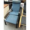 Image 1 : Contemporary Mocha Trim Blue Cloth Easy Chair w/Ottoman