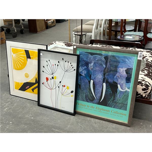 Shadow Box, Abstract Wall Art w/Elephant Tribute Posters - 2 - Artist Signed