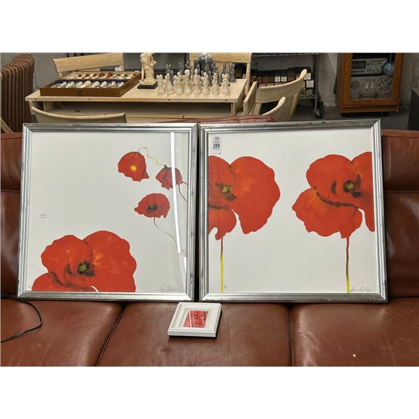 Framed Floral Wall Art Artist Signed - Set of 2, Small