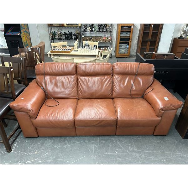 Brown Leather Power Reclining Sofa