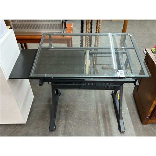 Black w/Glasstop Computer Desk