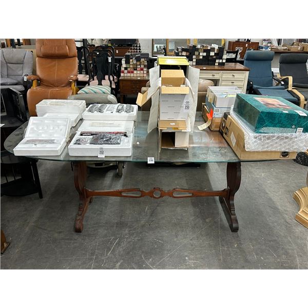 Mahogany Base Glasstop Dining Table