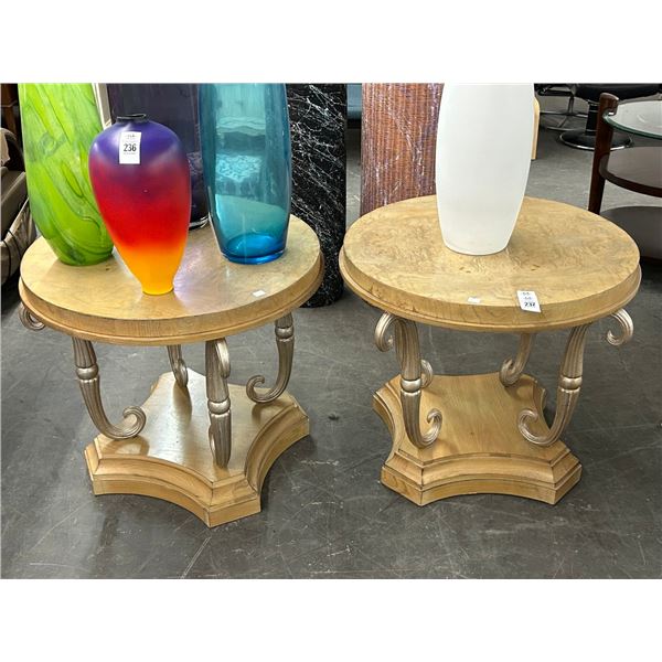 Ornate Decorator Burl End Tables - Pair