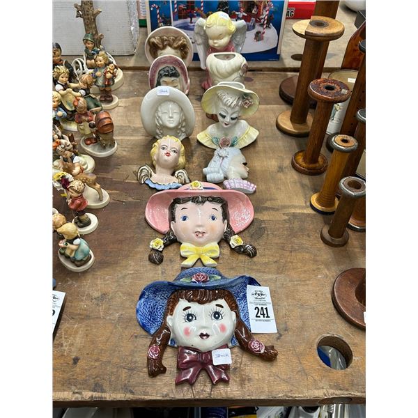 Asst. Girl Bust Porcelain Wall Pockets